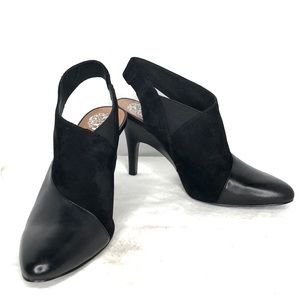 NWOT Vince Camuto Black Leather Slingback Heels